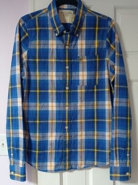 Vintage Abercrombie & Fitch Blue and Yellow Plaid Button-Down Shirt